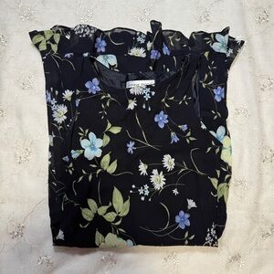 Vintage Donna Ricco Black Floral Midi Dress – Size 8P